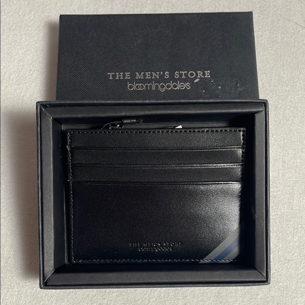 Bloomingdale's Black Leather Card Case NWT